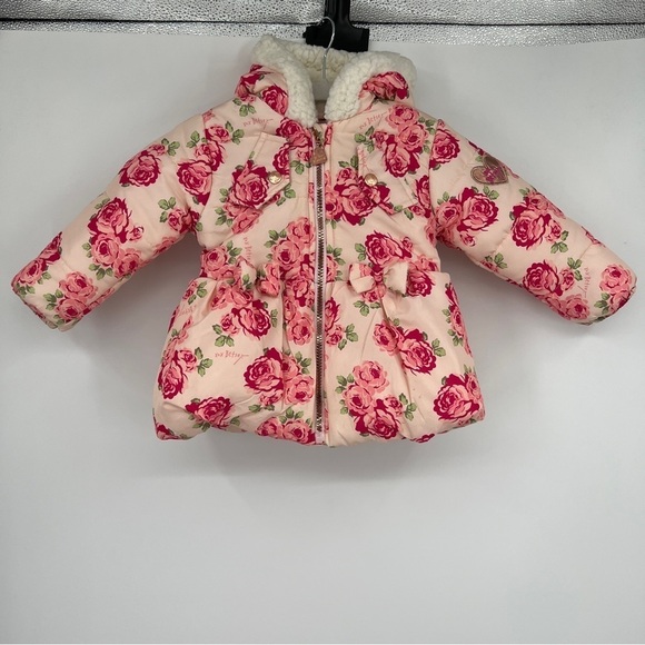 Betsey Johnson Girl's Baby Floral Long Sleeve Lined Puffer Quilted Hooded Jacket